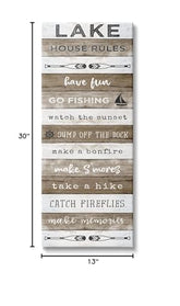 Stupell Industries Lake House Rules List Rustic Pattern Boat Oars, Designed by Natalie Carpentieri Canvas Wall Art, 13 x 30, White